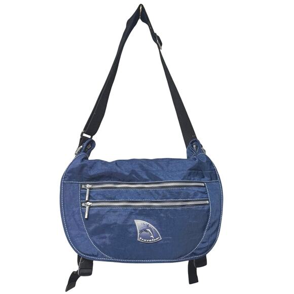Travelon Dolphin Collection Navy Blue Messenger Shoulder Bag Nylon Roomy - Picture 1 of 8